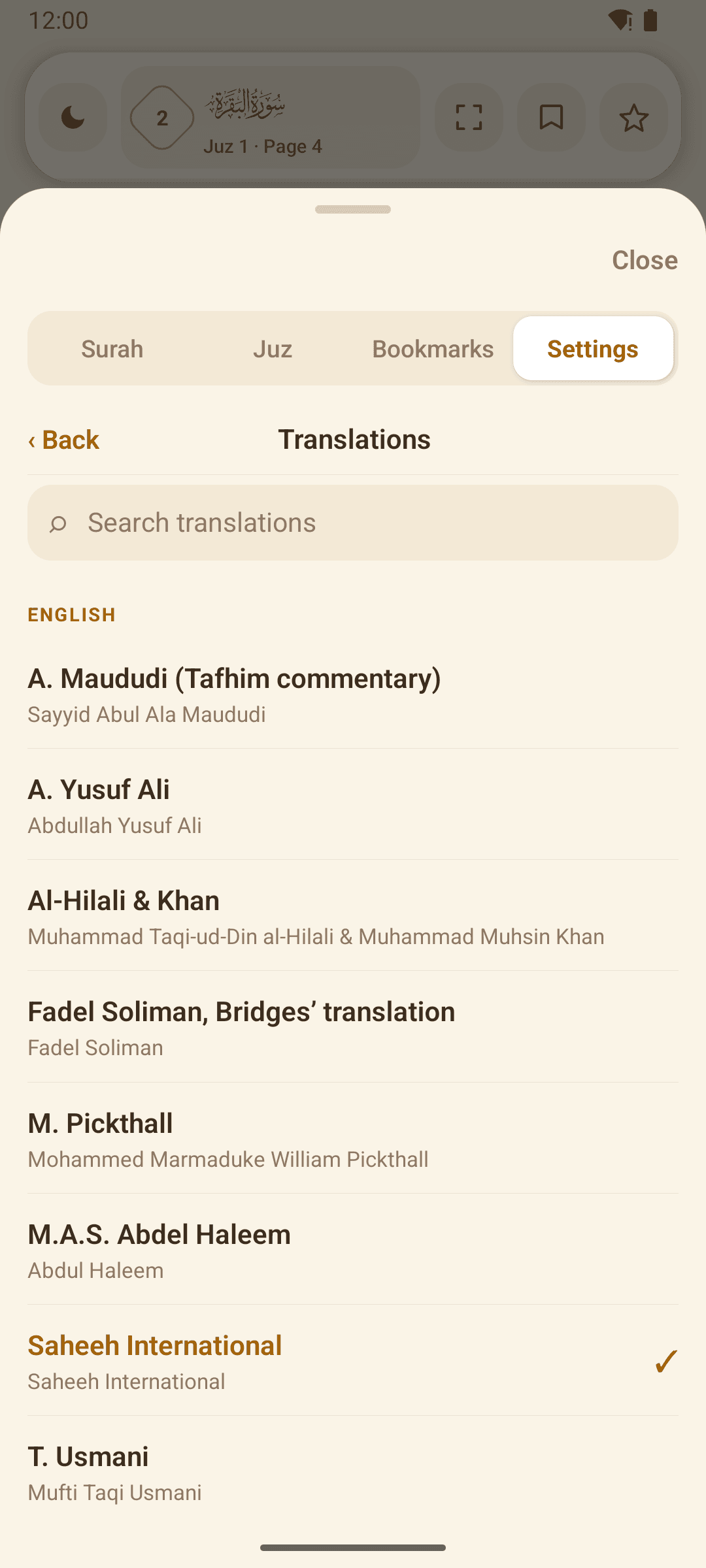 Translation selection